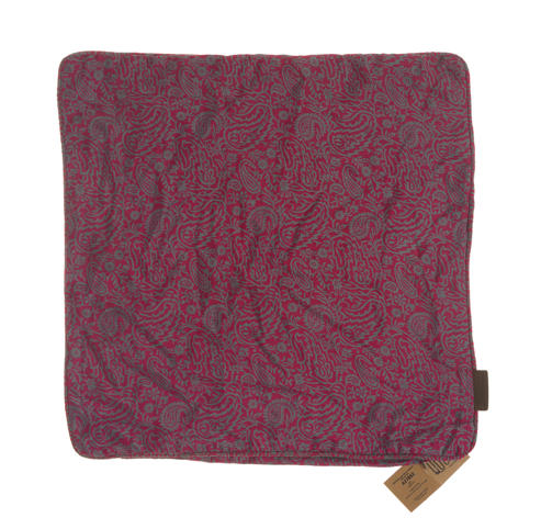 Silk pillowcase 50x50 cm as a sari pillow with colorful pattern of palm leaves in red and green on a warm beige background oriental boho