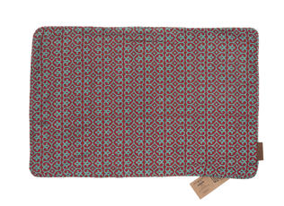 Bunter Seidenkissenbezug 60x40 cm mit indisch-orientalischem geometrischem Muster in Rot, Blau und Weiß, Boho-Vintage-Kissen