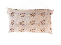 Unique sari pillowcase 30x50 cm with colorful ethnic patterns in green, beige and dark blue/black, boho and vintage oriental style with floral and stripe ornaments (sari pillows)