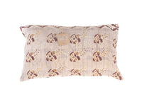 Sari pillowcase 30x50 in beige with brown and golden decorative patterns, ethnic and bohemian sari pillows made of upcycled Indian fabric with oriental details
