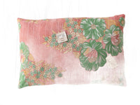 Unique sari pillowcase 60x40 in colorful gold/cream, blue and red tones with oriental patterns and diagonal stripes - sari pillow / Indian pillowcase in vintage boho style