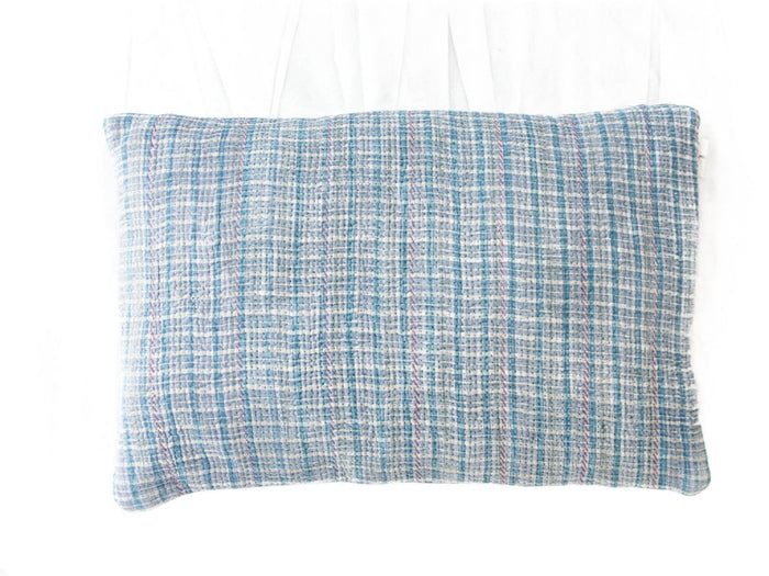 Sari pillowcase 60x40 in pink, turquoise and cream with oriental boho/bohemian pattern and colorful applications (unique pillow)