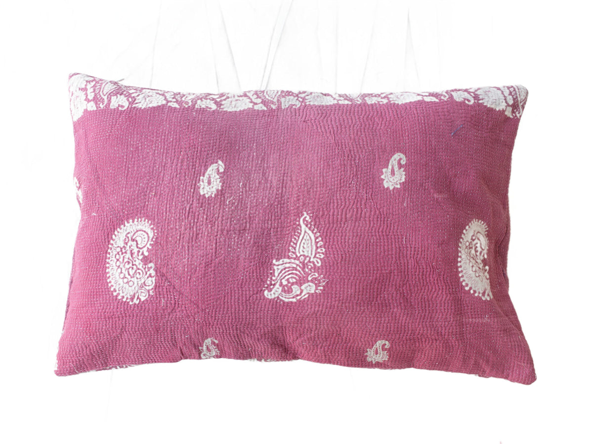 Sari pillowcase 60x40 in vintage boho style with colorful oriental patterns in yellow/beige, black and pink (unique Indian pillowcase)