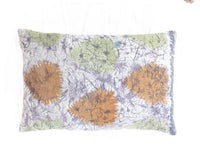 Sari pillowcase 60x40 in white with colorful boho/bohemian patterns in red, green, purple, blue and orange shades - unique Indian sari pillows for sofa and bed