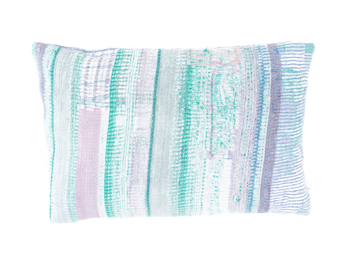 Sari pillowcase 60x40 with colorful Indian boho patterns in mustard yellow, purple and turquoise - unique sari pillow/upcycled vintage pillows