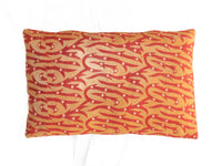 Unique sari pillowcase (60x40) with colorful Indian elephant patterns in orange, green and black - vintage boho/bohemian sari pillow with ethnic oriental style