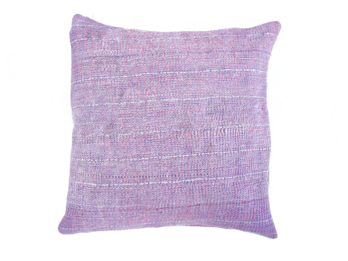Purple sari pillowcase 50x50 with colorful vintage textile patterns and boho/Indian look (unique sari pillow)