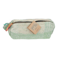 Fine Q Pouch Large, 17 × 12 cm, in mint green and cream with a zip and coloured fabric panels.