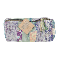 Fine Q Pouch Large, 17 × 12 cm, in purple, mint green and cream with a zip and stripes.